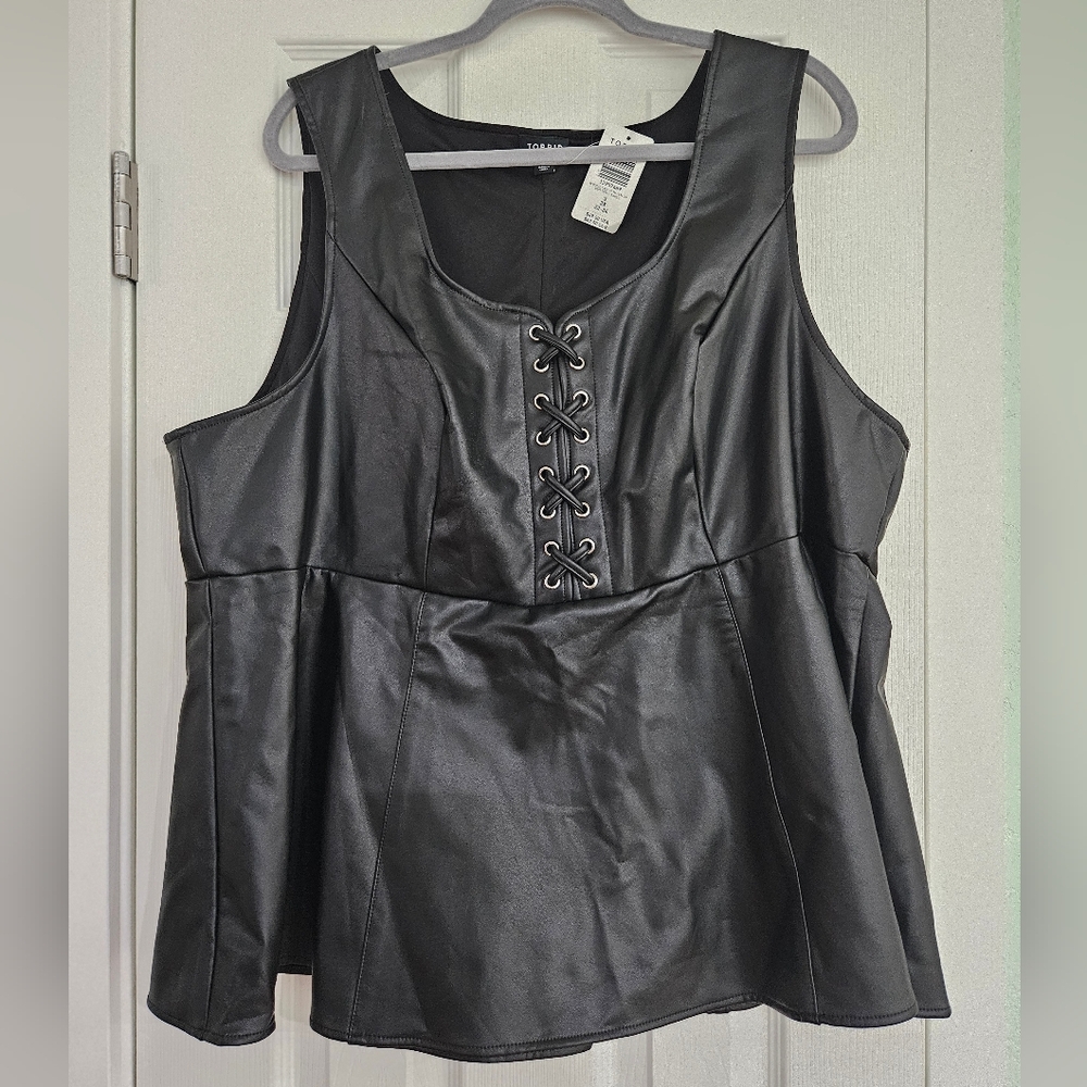 Torrid Size 3 Faux Leather Peplum Top
